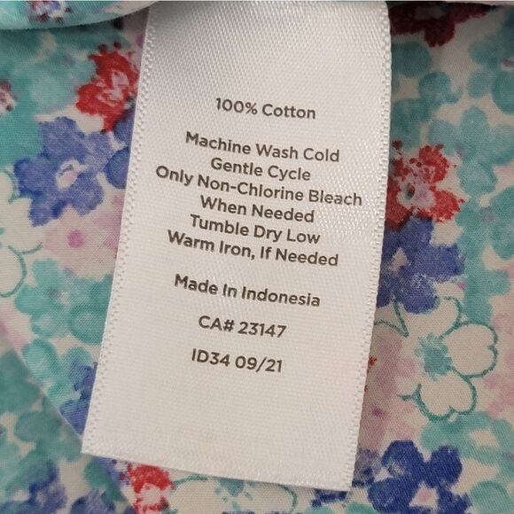 Talbots Casual Long Sleeve Button Down Shirt Floral Blue Women's Plus Size 2X - Picture 7 of 7